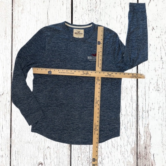 Hollister Men’s Long Sleeve Graphic Tee  Size M | California Surf Logo Navy Blue - Picture 7 of 14